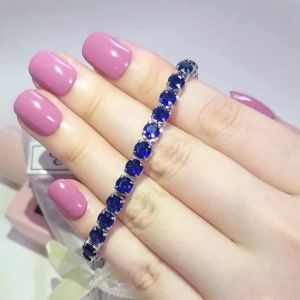 Rose Gold Silver Color 3mm 4mm 5mm Pink Blue Green Red Tennis Bracelet Bangle for Women Wedding Fashion Jewelry Party Gift S4777