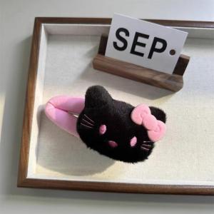 Kẹp Tóc Hello Kitty Đỏ Hoạt Hình Cho Bé Gái Kẹp Tóc Mái Lệch Phía Sau Đầu Kẹp Tóc Hoạt Hình Màu Đen Ngọt Ngào Phụ Kiện Tóc