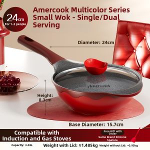 AMERCOOK | Non-stick Titanium Small Frying Pan Red