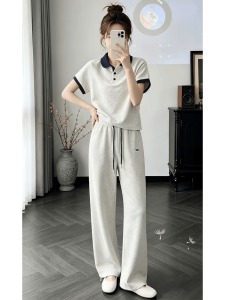 Shalldoer | Cute Stylish Women Summer Short Sleeve Polo Tee & Trousers Set