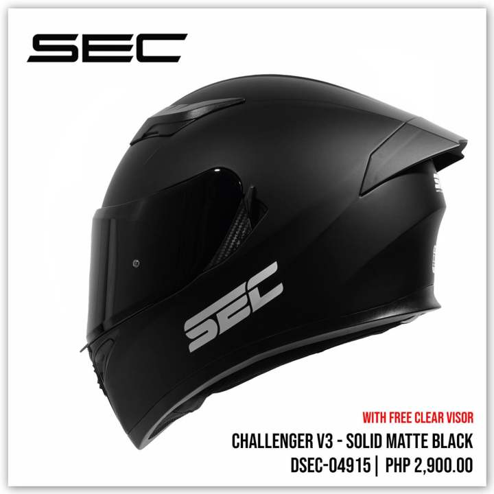 Sec Full Face Helmet Matte Black Rise V2 Solid Matte Black – SEC