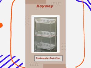 Keyway AE-273 Ractangular Rack 3tiers Rak Plastik 3tingkat Warna Putih Rak Bumbu Perkakas Peralatan Plastic