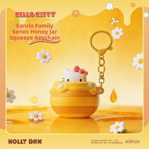 XUNNIAN | HelloKitty My Melody Sanrio Family Honey Jar Squeeze Hanging Keychain Ornament