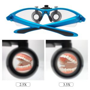 Dental Loupes 2.5X 3.5X Binocular Magnifier Dental Magnifying Glass with Anti-fog Protection Glasses with Goggle Optional Metal Box Cloth Box Light Weight Large Field of View