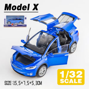 LEO 1:32 Tesla Model X Diecast โมเดล รถอัลลอยด์รถยนต์ของเล่นคอลเลกชันของขวัญสําหรับเด็กชายสาว ของเล่นเด็ก