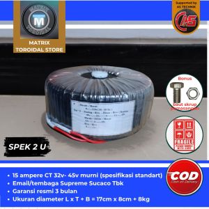trafo toroid donat 15A CT 45V55V65V dan 75V murni