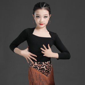 Meng Shao Kids Latin Dance Practice Clothes: Long Sleeves & Fall/Winter Tops