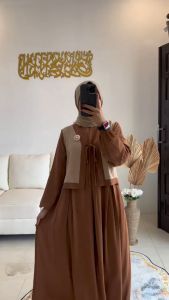 Syafacollection Amerra Dress Crinkle Gamis Formal Muslim Flowy Kantong Airflow