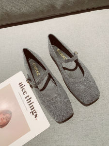 2025 New Womens Flat Bottom Bean Shoes Soft Sole Tweed Upgraded Version Square Head Slip-On Fashionable Daily Wear