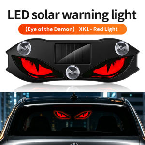 KEVANLY | 1PCS LED Solar Powered Warning Lamp Devil’s Eye Shaped Car Window Decorative Light With Suction Cup Red Flashing Signal Lamp