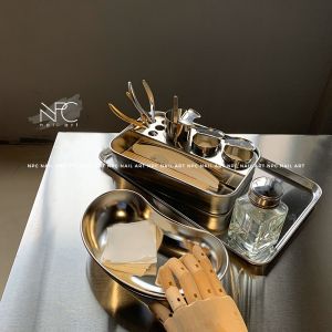 NPC Selected Thickened Stainless Steel Hand Bowl Salon Nail Art Disinfection Storage Display Stand Beauty Tool