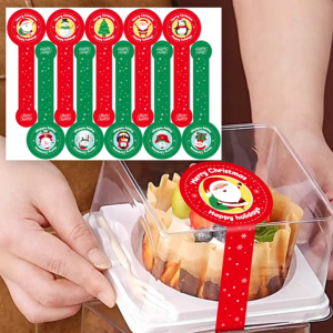 100 Christmas Gift Sealing Stickers for Cookies Cakes Box Baking Packaging Boxes Adhesive Paper Labels with Santa Reindeer Snowflakes Holiday Gifts Treats Christmas Decorations