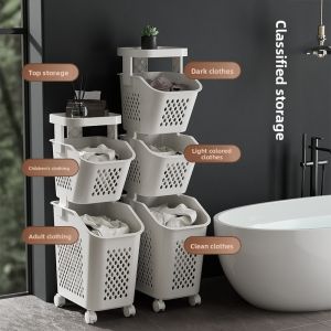 Giỏ Đựng Quần Áo Nhiều Tầng Có Bánh Xe