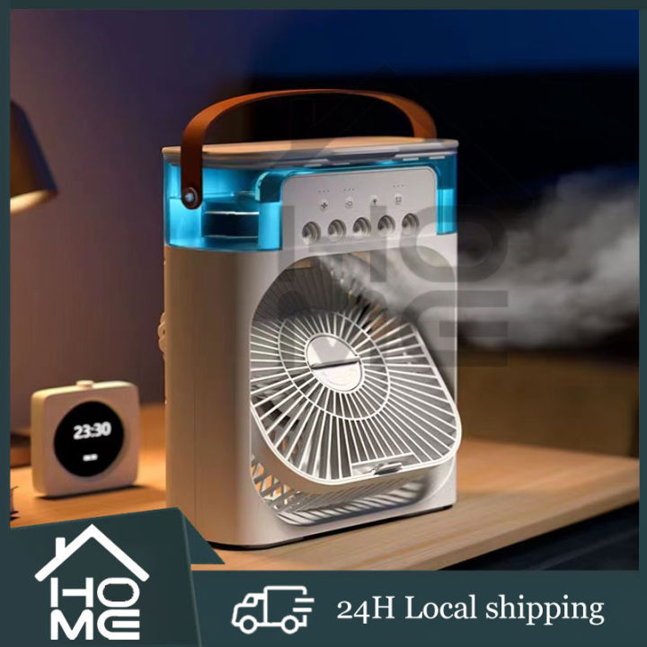 Air Cooler Fan 3 in 1 Mini Portable Fan Humidifier with 7 Colors LED