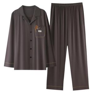 MiiOW | Pure Cotton Long Sleeve Sleepwear For Men Home Clothes Set With Long Pants Cardigan Casual Style Spring Autumn New Arrival