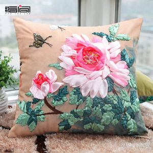 Finger Cross Stitch Pillow New Style Ribbon Embroidery Living Room Bedroom Car Pillow Couple Wedding Full Print Painting Cushion