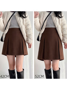 High Waist A-Line Mini Skirt Autumn Winter New Arrival Woolen Pleated Short Skirt Boot Friendly Umbrella Skirt for Women
