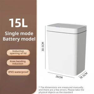 15L Non-Contact Smart Sensor Trash Can Automatic Touchless Waste Bin Eco-Friendly Electronic Bathroom Kitchen Green Household Ho