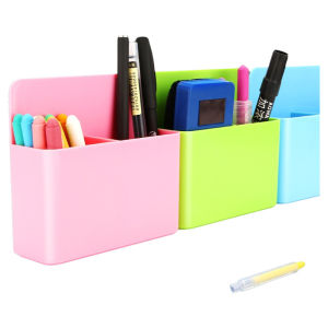 Magnetic Whiteboard Pen Holder Large Capacity Powder Brush Storage Box Blackboard Wall Hanging Absorbent Multi-Functional Square Plastic
