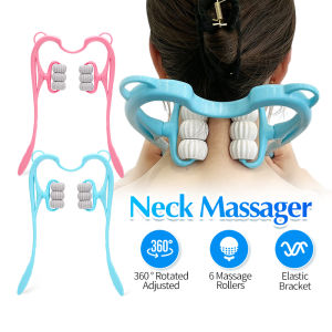 Neck Massage Tool Pressure Point Therapy Pressure Relieve Hand Roller Massage Neck Shoulder 6 Massage Rollers Self Muscle Massage 肩頸按摩器 滾輪按摩