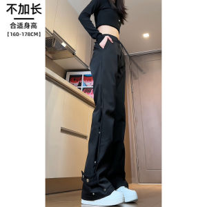 Extended Size Mens Micro Flared Work Trousers Autumn Straight Buttoned Utility Pants Trendy Casual Loose Fit High Waist