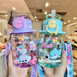 Cute Childrens Straw Cup Nursery School Specialty Female Toddler Water Bottle Sports Style PC PP Silicone Material 500ml 600ml Capacity