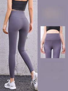 Yoga Pants Womens High Waist Hip Lifting and Belly Contracting High Elastic Nude Feel Fitness Pants Quick-Drying Professional Running Fitness Clothes Tights Summer