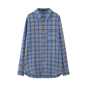 เสื้อเชิ้ตลายสก็อต BM ทรงหลวมสไตล์ย้อนยุคสไตล์อเมริกันสำหรับผู้หญิง เสื้อคลุมกันหนาวแบบอเนกประสงค์ฤดูใบไม้ร่วง