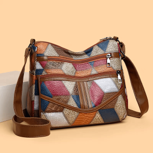 Casual Leather Womens Bag Multi-Layer Large Capacity Universal Bag Trendy Cowhide Backpack Single Shoulder Slant Crossbody Bag