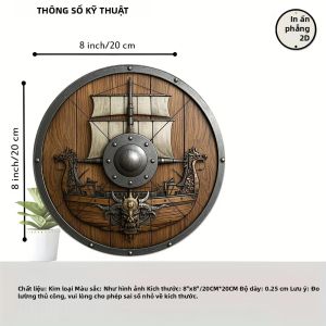 CIFbuy | Viking Shield Metal Wall Art Dragon Warrior Rustic Round Nhôm Sign Home Decor