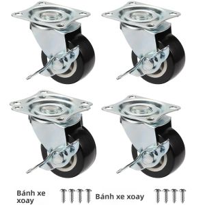 Bộ 4 Bánh Xe Nội Thất PVC 1 "/1.25"/2" Bánh Xe Xoay Đa Năng Tắt Tiếng Chịu Mài Mòn Xe Đẩy Hạng Nặng Xoay 360 Độ