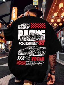 Summer 2025 new mens T-shirt Hip-hop casual fashion sports car pattern print Mens short sleeve