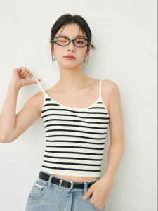 SEIFINI | Lycra White Knit Tank Top Square Neck