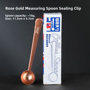 Stainless Steel Long Handle Coffee Spoon Sealed Clamp Bean Quantity Scoop Powder Sealing Clip Coffee Utensils Metal Material
