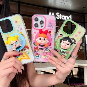 Cute Cartoon Flying Girl Police Magnetic Absorption Stand Compatible with Apple 15 16 pro Max Full Cover Protective Case Silicone Material