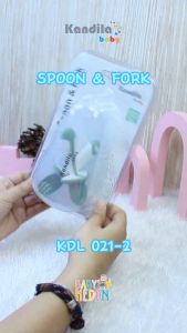 KANDILA SOFT SPOON & FORK / KDL 021-2 / SENDOK GARPU SILIKON LEMBUT UNTUK ANAK BAYI / SEMDOK GARPU SET MAKAN BAYI