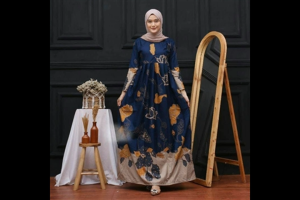Gamis Batik Modern Terbaru Model Pesta Mewah Elegan Baju Batik Wanita Muslimah Pekalongan Jumbo E1
