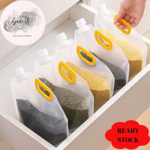 [Ready Stock] Transparent Food Grade Grain Plastic Spout Pouch | Liquid Beverage Bag | Storage Bags| Funnel Filter| Beg Bijirin Penuh