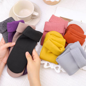 【Free Shipping】Tất Giữ Ấm mùa đông cho phụ nữ mềm màu trơn len màu Cashmere vớ dày sàn nhà