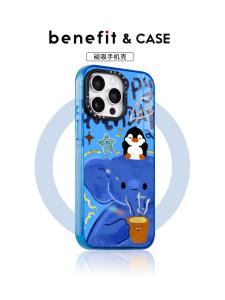 เคสโทรศัพท์รูป Likhang Benefit Cartoon Oil Painting Blue Elephant 17 สำหรับ iPhone 16 pro Max Apple 15 pro Crystal Shield Magnetic Attraction Phone Case 13 รุ่นใหม่ 14 Set 12 Iceberg Pattern Anti-Fall Color Frame