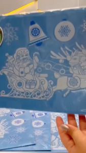 สติ๊กเกอร์ติดกระจก สูญญากาศติดกระจก รูปคริสมาสต่างๆ (แบบไม่มีกาวติดง่าย) สีขาว แต่งร้านกาแฟ christmas เทศกาล snowflake ปีใหม่12 ชิ้น