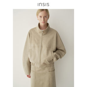 INSIS FEMME | Suede-like Stylish Vintage Connected Sleeve Cocoon Stand Collar Jacket Women
