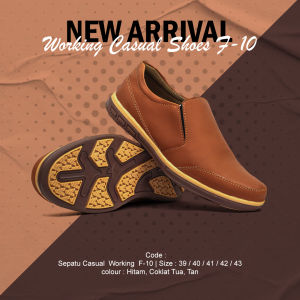 Sepatu Pria Kasual Working F-10 / Sepatu Slip On Kulit Pria Casual Santai Formal Murah Polos