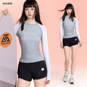 SAILBEE ชุดว่ายน้ำแขนยาวของผู้หญิงชุดว่ายน้ำดำน้ำชุดเล่นเซิร์ฟแบบบาง UV สำหรับแห้งเร็ว N217ชุดดำน้ำน้ำพุร้อน