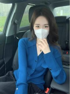HUOLISI | Stylish Classic Comfortable Light Blue Sweater Cardigan Women Autumn Winter