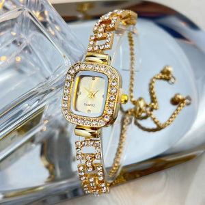 Cross-border new small square bracelet pull womens watch free adjustment square chain diamond set small ladies quartz watch