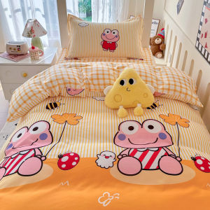 Dansunreve 3/4in1 giường Bộ ga giường phim hoạt hình Quilt Cover chó/Gấu/Crayon Shin-chan ký túc xá sinh viên bộ đồ giường ngủ mềm Vỏ bọc nệm gối mềm mại thoải mái Bộ Ga trải giường Bộ ga giường