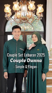 Dunna Set Couple Pasutri - Gamis Abaya + Koko Polos Outfit Kondangan Muslim Modern - Demore