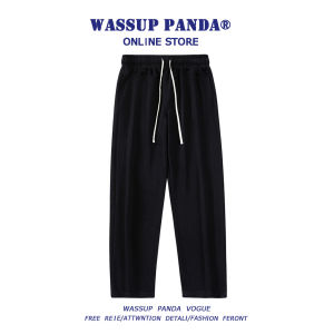 WASSUP PANDA Mens Straight Leg Sport Pants Pure Color Casual Trousers Drapey Fashionable Sweatpants Spring Autumn
