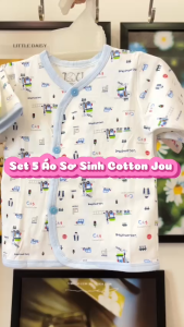 Áo sơ sinh Cotton Tay Ngắn Họa Tiết JOU - Chất vải mềm mịn thoáng mát cho bé trai bé gái
